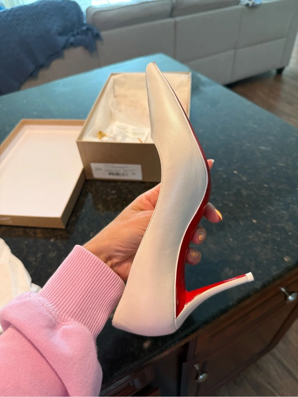 Christian Louboutin White Pointed-Toe Pump with Signature Red Sole
